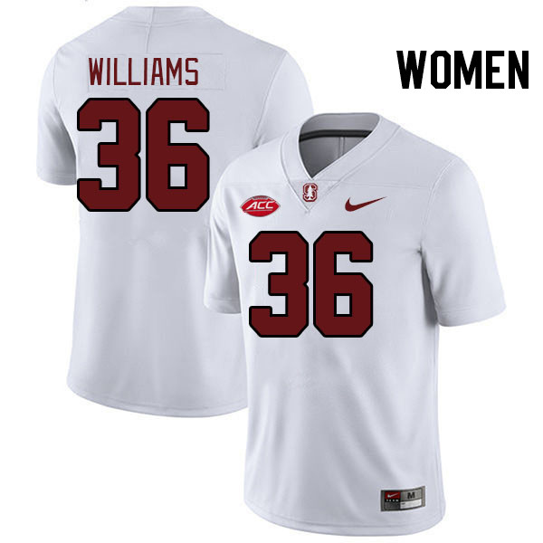 Women #36 Tre Williams Stanford Cardinal 2024 ACC Conference College Football Jerseys Stitched-White